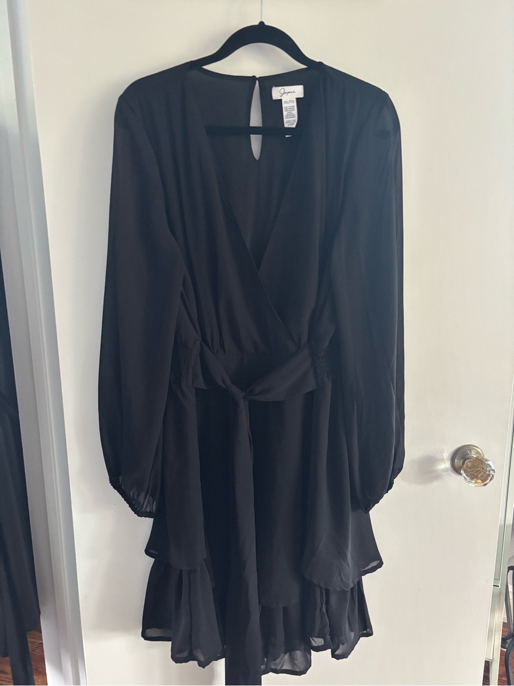 Jessica Simpson Black Long-Sleeve Wrap Dress